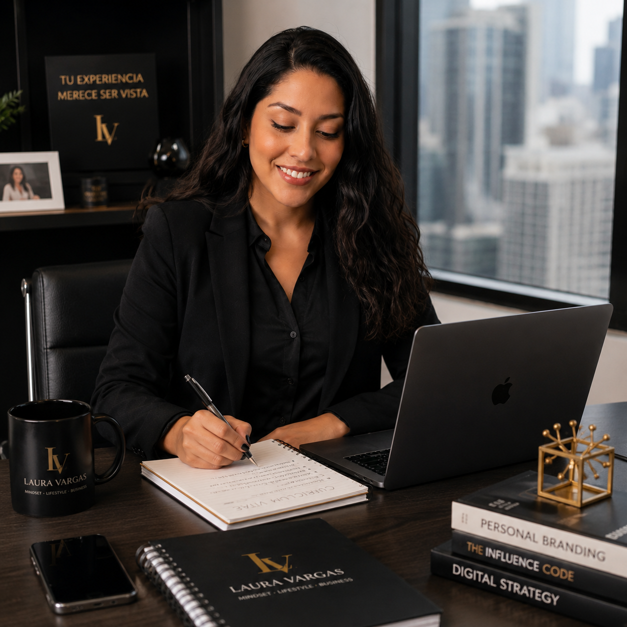 Laura Vargas trabajando en estrategia profesional