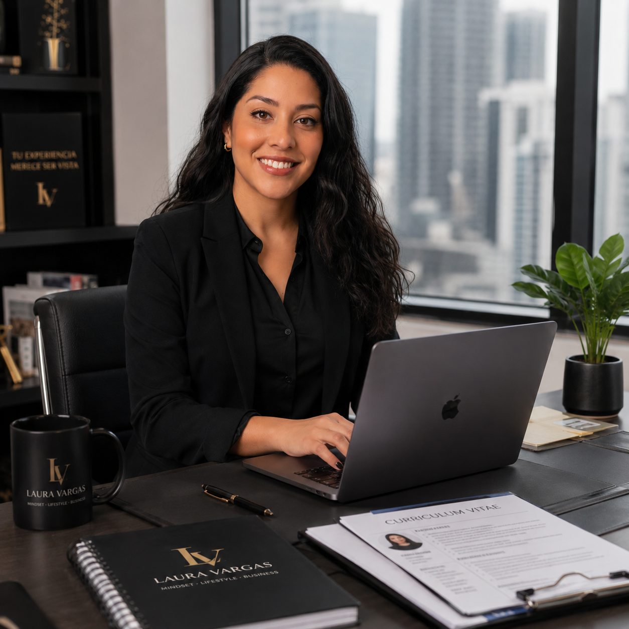 Laura Vargas en su escritorio
